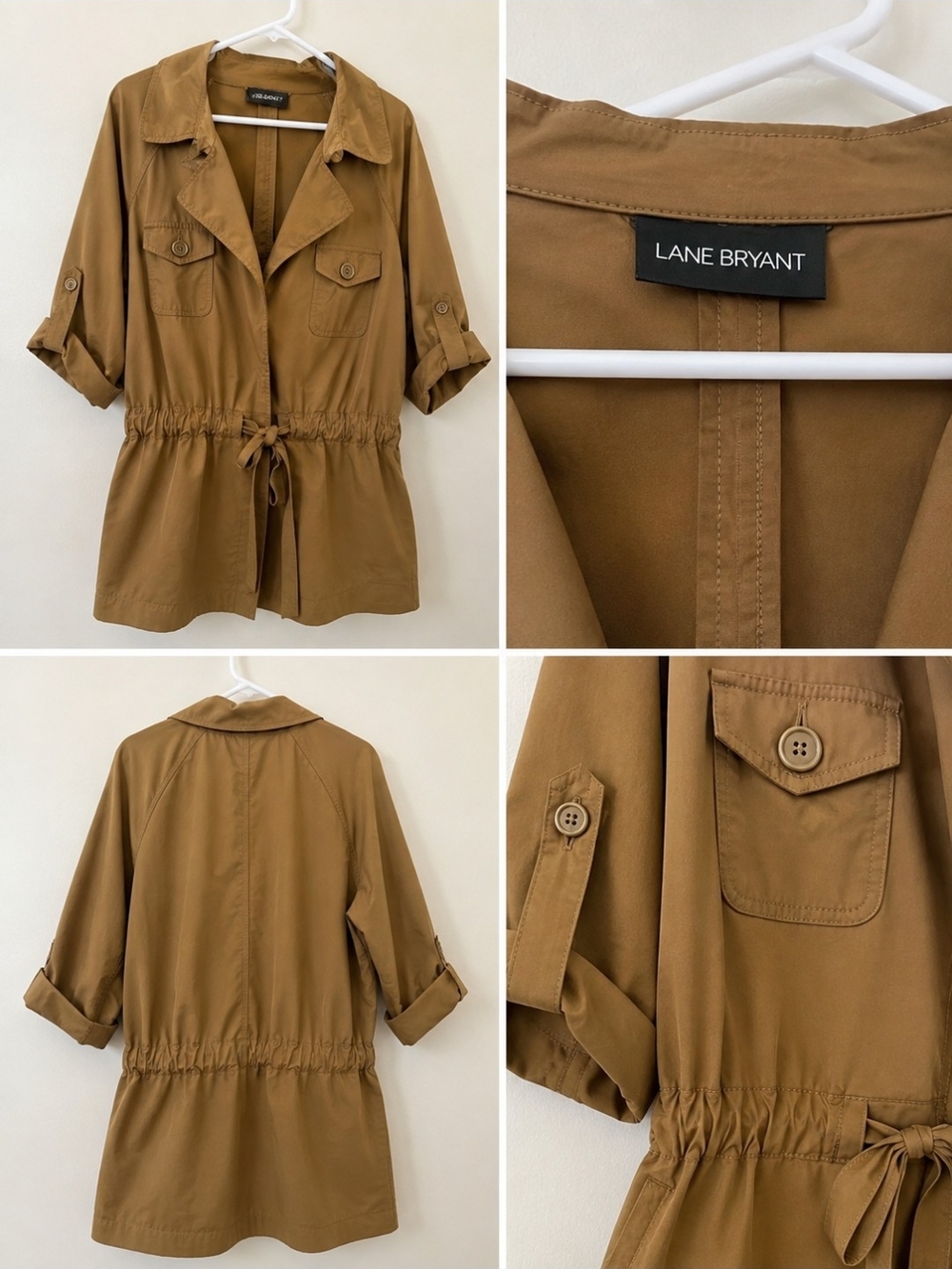 Lane Bryant Women's Drawstring Utility Jacket - Camel